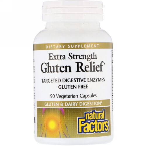 Natural Factors, 超強力グルテンリリーフ、90ベジタリアンカプセル (Discontinued Item)