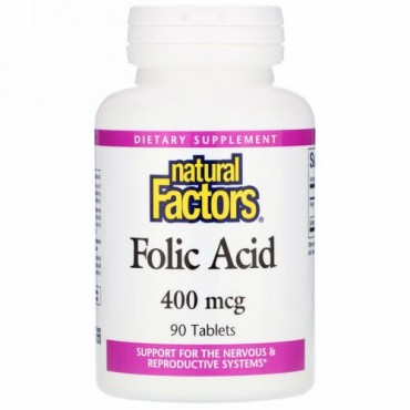 Natural Factors, 葉酸, 400 mcg, 90 錠
