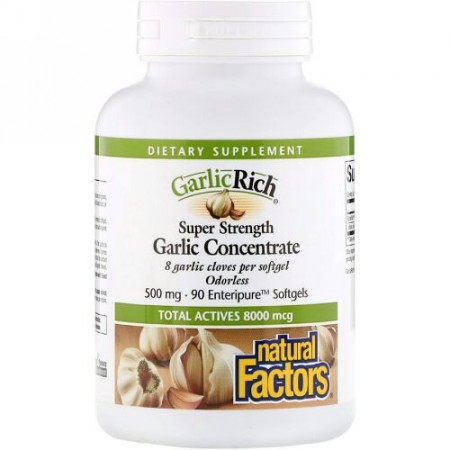 Natural Factors, ガーリックリッチ™, ニンニク濃縮, 500 mg, 腸溶性ソフトジェル 90 粒 (Discontinued Item)
