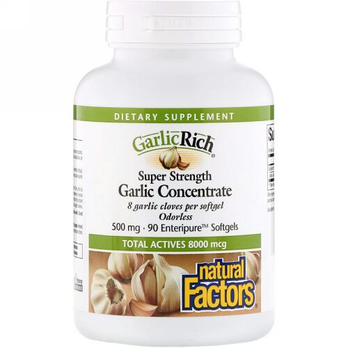 Natural Factors, ガーリックリッチ™, ニンニク濃縮, 500 mg, 腸溶性ソフトジェル 90 粒 (Discontinued Item)
