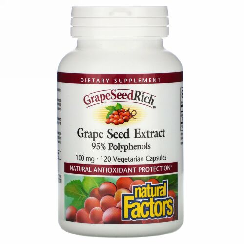Natural Factors, GrapeSeedRich, Grape Seed Extract, 100 mg, 120 Vegetarian Capsules