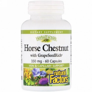 Natural Factors, Horse Chestnut with GrapeSeedRich, 350 mg, 60 Capsules