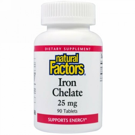 Natural Factors, 鉄キレート、 25 mg、 90タブレット (Discontinued Item)