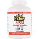 Natural Factors, MSM、メチルスルフォニルメタン、1,000 mg、180カプセル