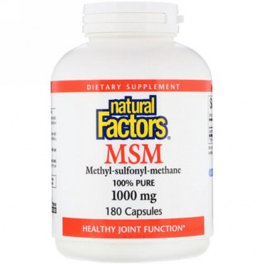 Natural Factors, MSM、メチルスルフォニルメタン、1,000 mg、180カプセル