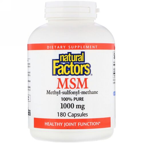 Natural Factors, MSM、メチルスルフォニルメタン、1,000 mg、180カプセル