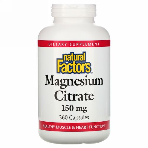 Natural Factors, クエン酸マグネシウム、 150 mg、 360カプセル