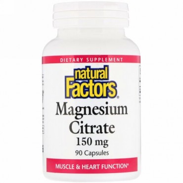 Natural Factors, クエン酸マグネシウム、150mg、90カプセル
