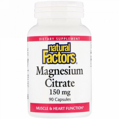 Natural Factors, クエン酸マグネシウム、150mg、90カプセル