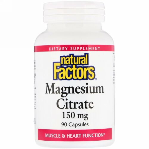 Natural Factors, クエン酸マグネシウム、150mg、90カプセル