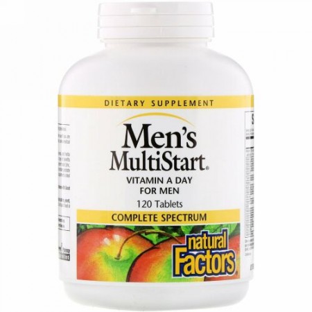 Natural Factors, メンズMultiStart（マルチスタート）、男性用1日のビタミン、120粒