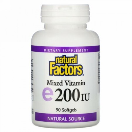 Natural Factors, 混合ビタミンE、200IU、ソフトジェル90粒