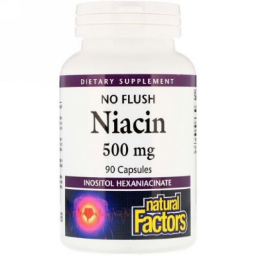 Natural Factors, 紅潮しないナイアシン、500 mg、 90 錠剤
