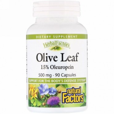 Natural Factors, オリーブ葉、500 mg, 90 カプセル