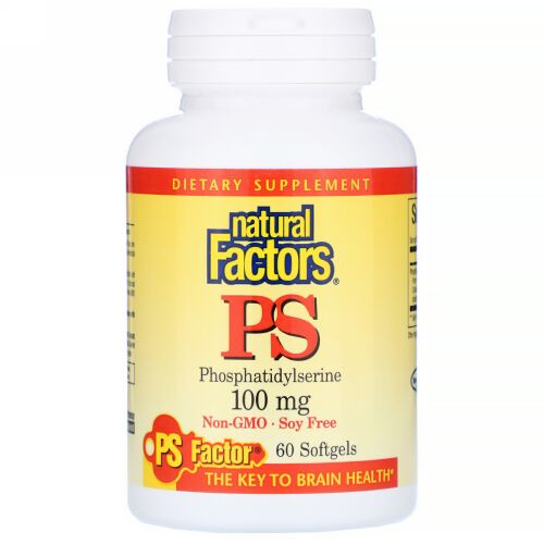 Natural Factors, PSホスファチジルセリン、100mg、ソフトジェル60粒