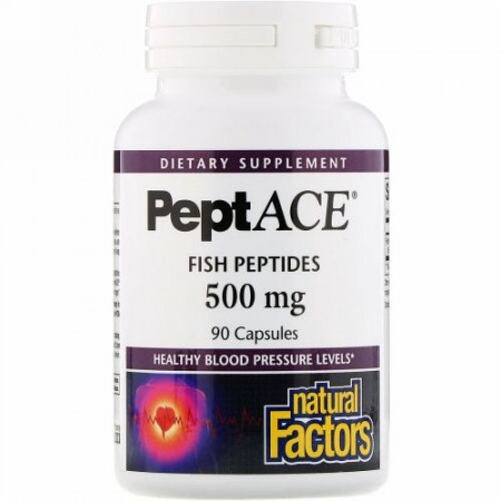 Natural Factors, PeptACE®（ペプトエース）、魚ペプチド、500mg、90粒