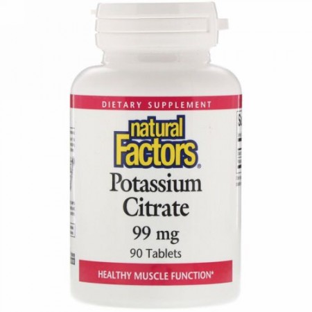 Natural Factors, クエン酸カリウム、99 mg,、90錠