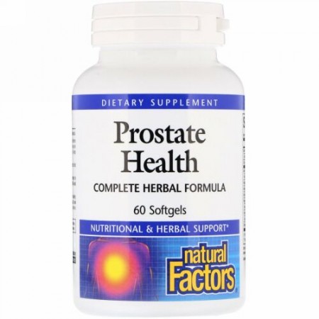 Natural Factors, 前立腺の健康,総合ハーバルフォーミュラ,ソフトジェル60粒