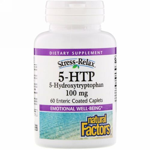 Natural Factors, ストレス-リラックス, 5-HTP, 100 mg, 60カプレット（腸溶性）