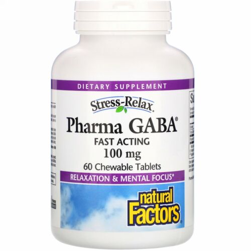 Natural Factors, Stress-Relax（ストレスリラックス）、Pharma GABA（ファーマギャバ）、100mg、チュアブルタブレット60粒