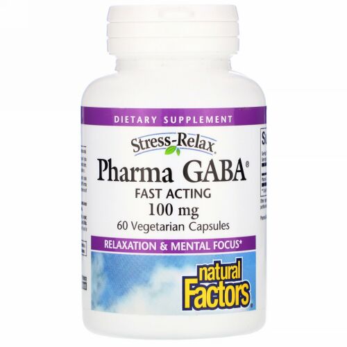 Natural Factors, ストレスリラックス、Pharma GABA（ファーマギャバ）、100mg、ベジカプセル60粒