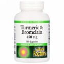 Natural Factors, ターメリック＆ブロメライン、450mg、180カプセル