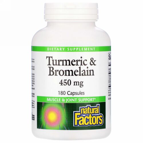 Natural Factors, ターメリック＆ブロメライン、450mg、180カプセル