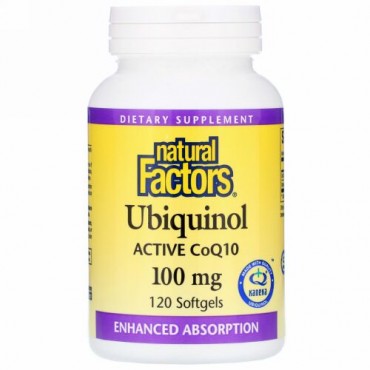 Natural Factors, ユビキノール, QHアクティブコエンザイムQ10, 100 mg, 120ソフトゼリー
