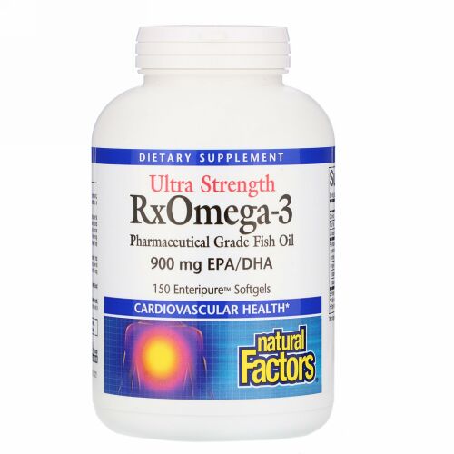 Natural Factors, 成分超増量Rxオメガ3、EPA／DHA900mg、Enteripure（エンテリピュア）ソフトジェル150粒