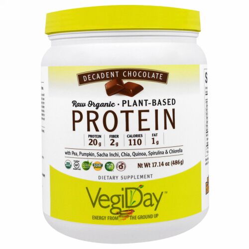 Natural Factors, ロー・オーガニック、植物ベースプロテイン、デカダント・チョコレート、17.14オンス（486g） (Discontinued Item)