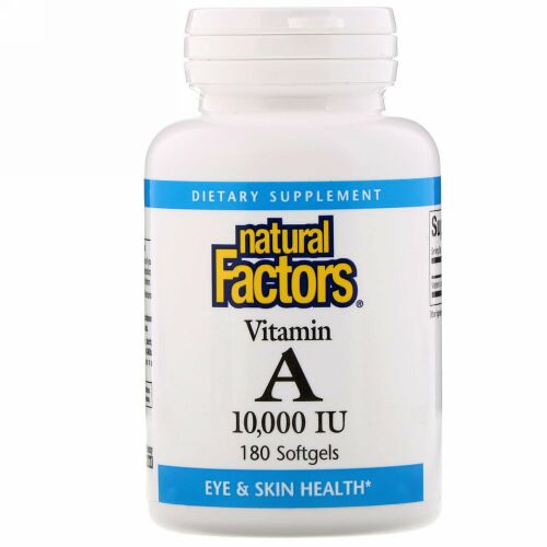 Natural Factors, ビタミン A、 10000 IU、 180ソフトジェル
