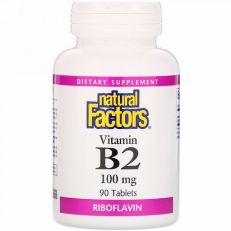 Natural Factors, Vitamin B2, Riboflavin, 100 mg, 90 Tablets