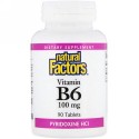 Natural Factors, B6、 ピリドキシン HCl、 100 mg、 90錠