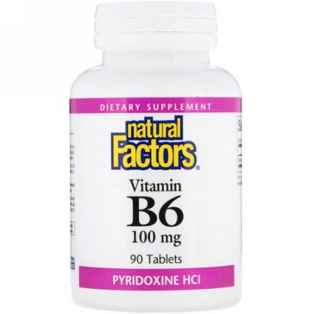 Natural Factors, B6、 ピリドキシン HCl、 100 mg、 90錠