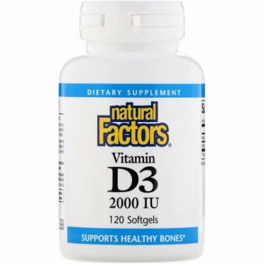 Natural Factors, ビタミンD3、2000IU、ソフトジェル120錠