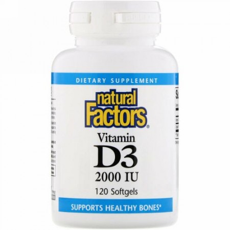 Natural Factors, ビタミンD3、2000IU、ソフトジェル120錠