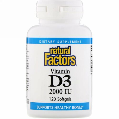 Natural Factors, ビタミンD3、2000IU、ソフトジェル120錠