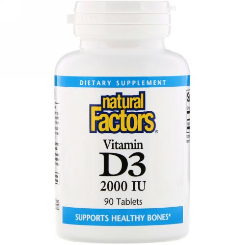 Natural Factors, Vitamin D3, 2000 IU, 90 Tablets (Discontinued Item)
