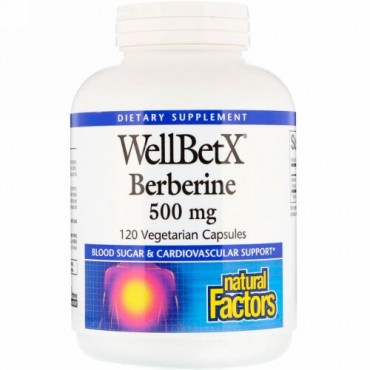 Natural Factors, WellBetX、ベルベリン、500 mg、120ベジタリアンカプセル