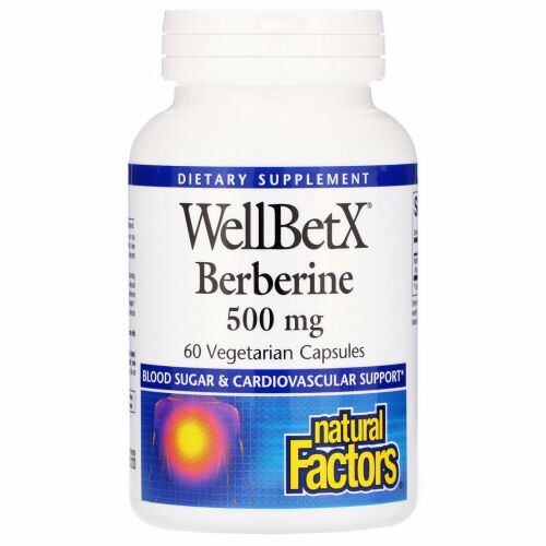 Natural Factors, WellBetX（ウェルベテックス）ベルベリン、500mg、ベジカプセル60粒