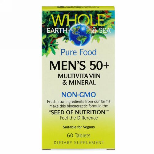 Natural Factors, ホールアース&シー、50歳以上の男性のマルチビタミン＆ミネラル、 60錠