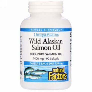 Natural Factors, Wild Alaskan Salmon Oil, 1,000 mg, 90 Softgels
