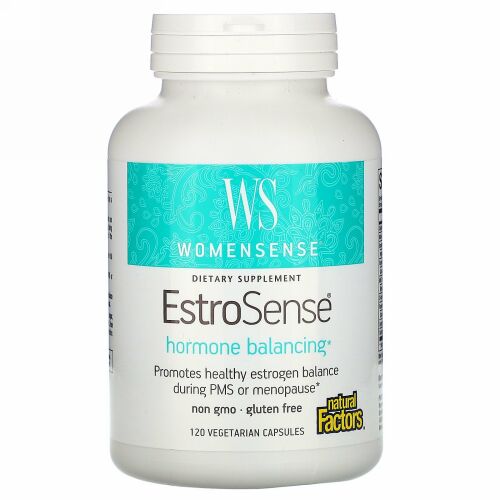 Natural Factors, WomenSense®（ウーマン センス）、EstroSense®（エストロ センス）、ホルモンバランス、120ベジカプセル