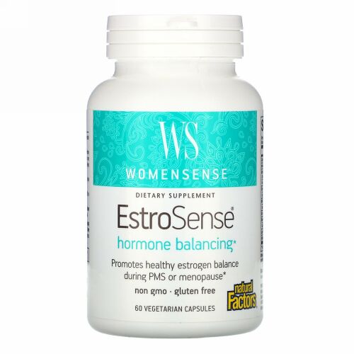 Natural Factors, WomenSense、EstroSense、ホルモンバランス、植物性カプセル60錠