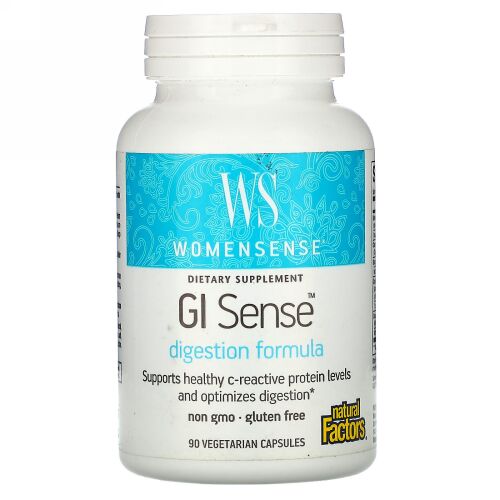 Natural Factors, WomenSense、GIセンス、消化フォーミュラ、90ベジタリアンカプセル (Discontinued Item)