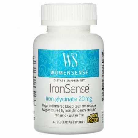 Natural Factors, ウーマンセンス、アイアンセンス、鉄グリシネート、20 mg、植物性カプセル60粒 (Discontinued Item)