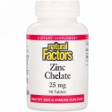 Natural Factors, 亜鉛キレート、, 25 mg、90錠