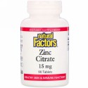 Natural Factors, クエン酸亜鉛, 15 mg, 90 錠