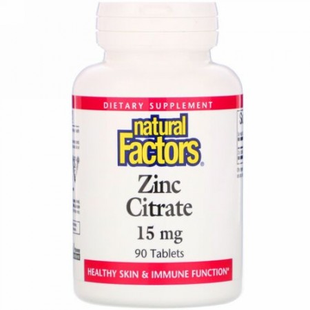 Natural Factors, クエン酸亜鉛, 15 mg, 90 錠