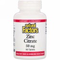 Natural Factors, 亜鉛 シトレート、50 mg、90 タブレット